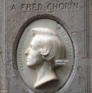 10. Medallion on Chopin’s grave in the Père Lachaise cemetery in Paris, made from a death mask