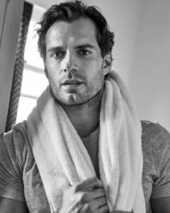 Actor Henry Cavill with a towel.