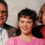 Actress Charlize Theron as a child, with her parents.