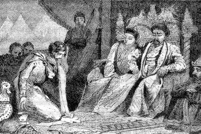 Alexander Nevsky in the tent of Khan Batu