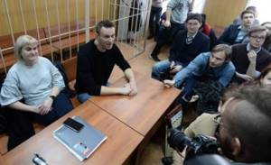 Alexey Navalny at a meeting of the Tverskoy District Court of Moscow