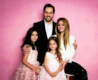 Angelika Revva with her husband Alexander and daughters Alisa and Amelie