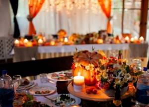 Banquet and refreshments at a wedding in November