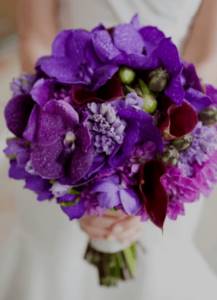 bridal bouquet purple and white