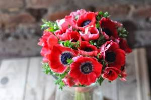 bouquet of poppies for 8th wedding anniversary