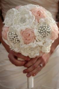 Bride&#39;s bouquet decorated with pearls