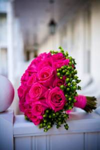 bridal bouquet of pink roses