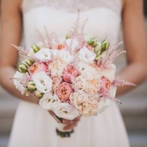 powder-colored bouquet for wedding