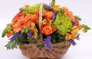 Bouquet in a basket