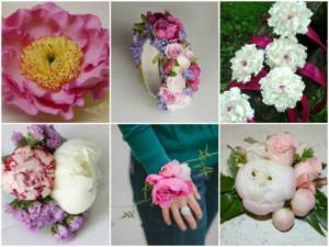 Hand bouquets with peonies for the bridesmaid