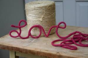 Letters and words made from string or twine