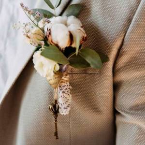 boutonniere with cotton flower