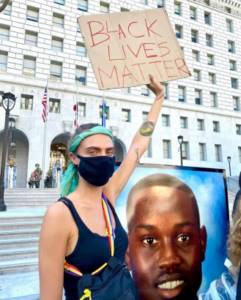 Cara Delevingne at a protest in Los Angeles.