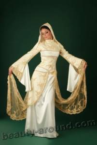 Chechen bride in wedding dress abaya photo