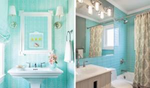Tiffany color in the bathroom interior