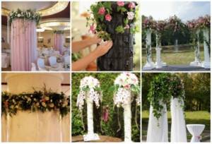 Floral decor of columns for a wedding