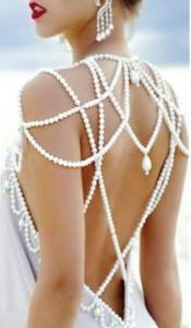 wedding dress decor with pearls