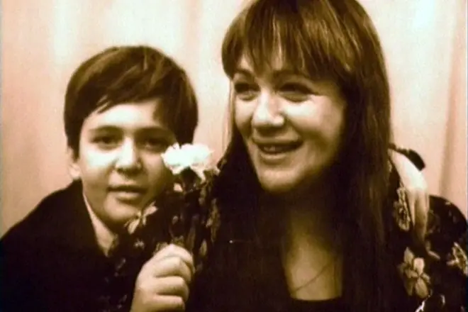 Denis Evstigneev with his mother