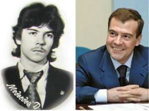 Дмитрий Медведев в юности и сейчас