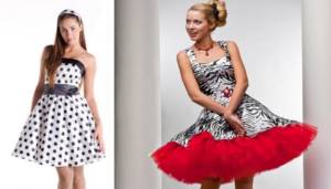 Two bright dresses with layered skirts in a stylish style