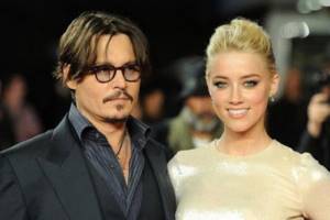 Johnny Depp with his wife Amber Heard
