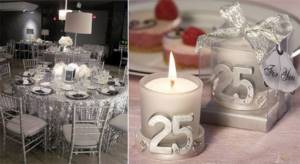 Banquet decoration elements for a silver wedding