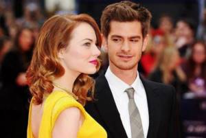 Andrew Garfield and Emma Stone at the Spider-Man premiere