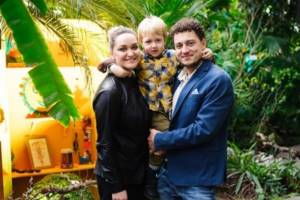 Evgeny Sinelnikov with his wife and son