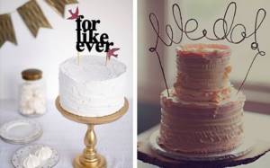 wedding cake figurines in the form of an inscription