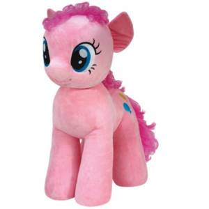 Photo of a gift for a child for a pink wedding anniversary - a soft toy