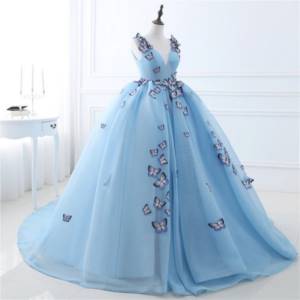 Photo of a lush blue wedding dress
