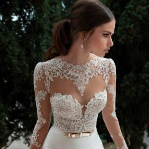 Photo of a wedding dress decorated with lace