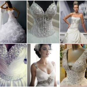 Photos of wedding dresses with Swarovski crystals