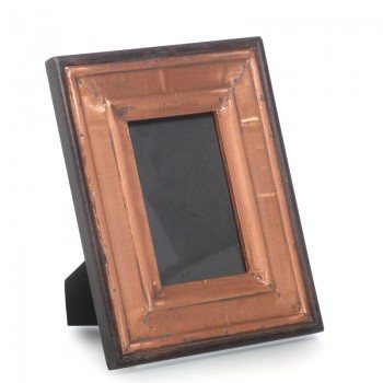 Solid mango photo frame with copper decor