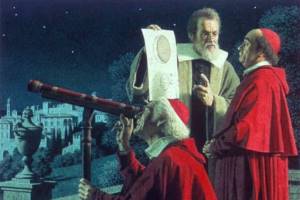 Galileo Galilei demonstrating a telescope to Pope Paul V