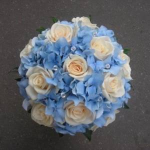 Blue bouquet with hydrangeas