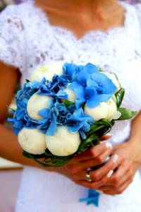 Blue bouquet with hydrangeas