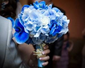 Blue bouquet with orchids