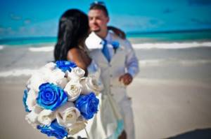 Голубой свадебный букет