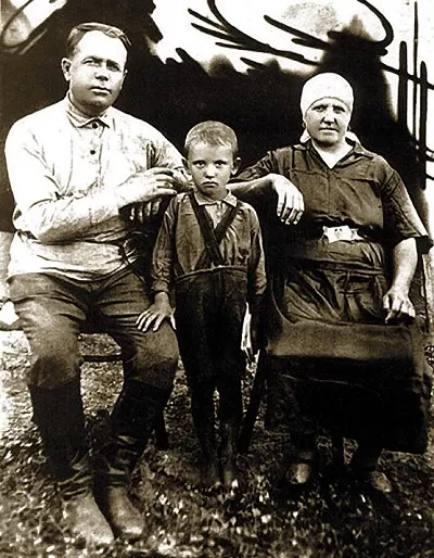 Gorbachev as a child with his grandparents