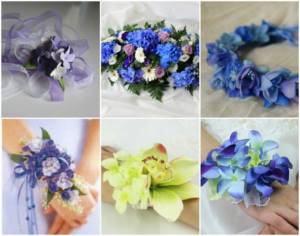Hydrangeas in bouquets-bracelets for a wedding