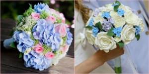 Hydrangea and forget-me-nots are relevant in the summer season