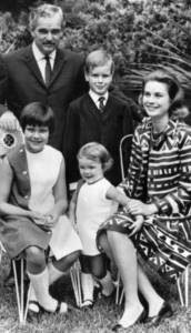 Grace Kelly and Rainier III with their children: Caroline Margaret Louise, Albert II, the reigning Prince of Monaco, and Stefania Maria Elisabeth. 1967 