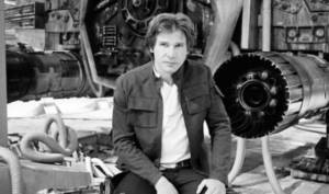 Harrison Ford on the set of Star Wars