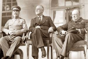 И. В. Сталин, Ф. Д. Рузвельт и У. Черчилль в Тегеране
