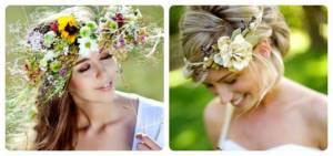 Artificial flowers for head wreaths