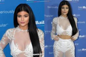 Kylie Jenner in a transparent dress