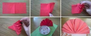 Как сложить бумажную салфетку настольным веером