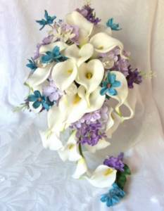 Cascading wedding bouquet with callas