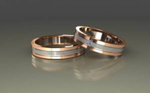 Combined wedding rings made of two types of gold